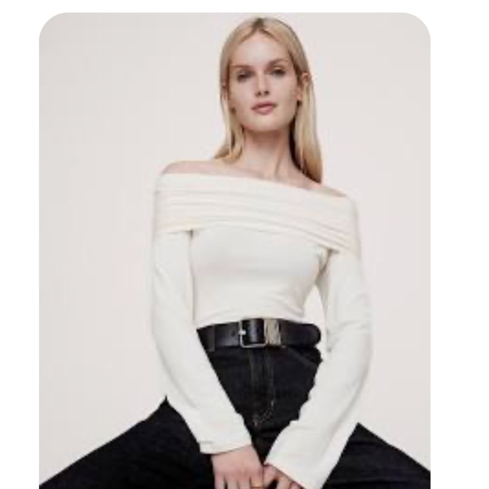 NWT Banana Republic LUXE WOOL-BLEND OFF-SHOULDER TOP